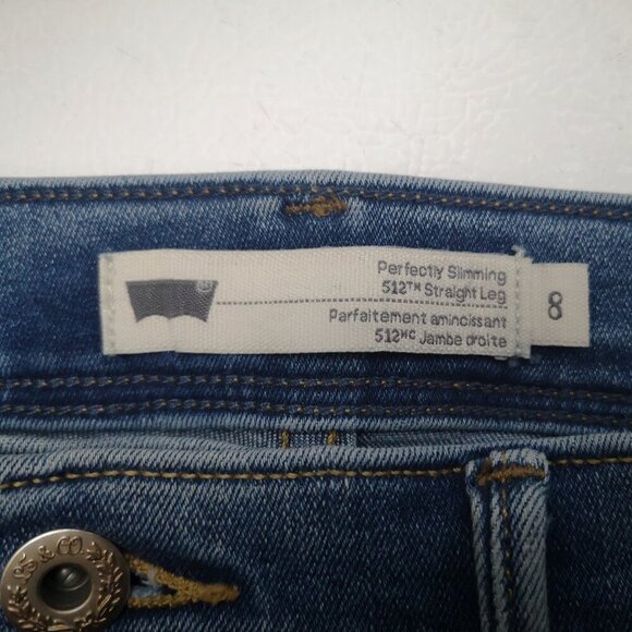 Levi's 512 Ladies Size 8 Perfectly Slimming Straight Leg Medium Wash Blue Jeans - Picture 3 of 16